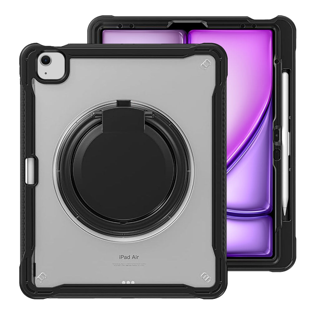 ARMOR-X APPLE iPad Air 13 (M2) / (M3) / (M4) shockproof case, impact protection cover. Rugged case with kick stand. Hand free typing, drawing, video watching.