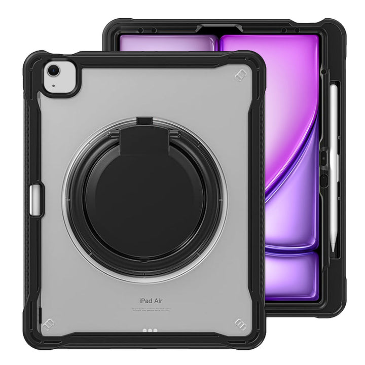 ARMOR-X APPLE iPad Air 13 (M2) / (M3) / (M4) shockproof case, impact protection cover. Rugged case with kick stand. Hand free typing, drawing, video watching.