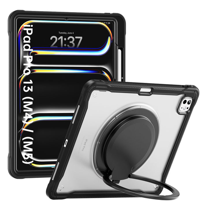 ARMOR-X APPLE iPad Pro 13 (M4) / (M5) shockproof case, impact protection cover. Rugged case with kick stand. Hand free typing, drawing, video watching.