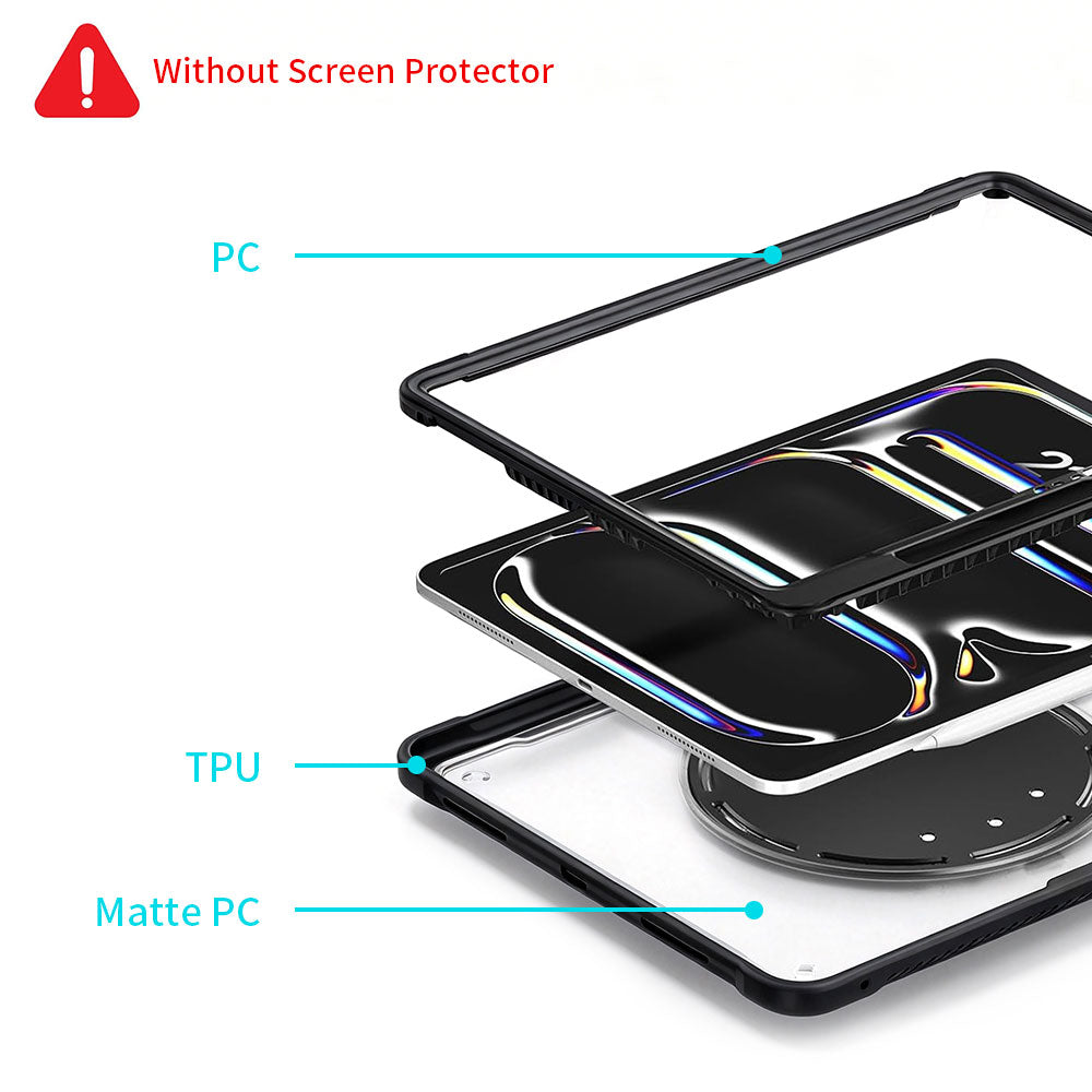 ARMOR-X APPLE iPad Pro 11 (M4) / (M5) shockproof case, 2-layer shock absorbing construction provides complete protection against accidental drops, bumps and shocks.