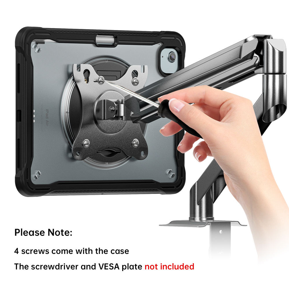 HVN-iPad-A5 | iPad Air 11 ( M2 ) | 2 Layers Protective Rugged Case with VESA 75x75mm Mounting Holes & Kick-stand