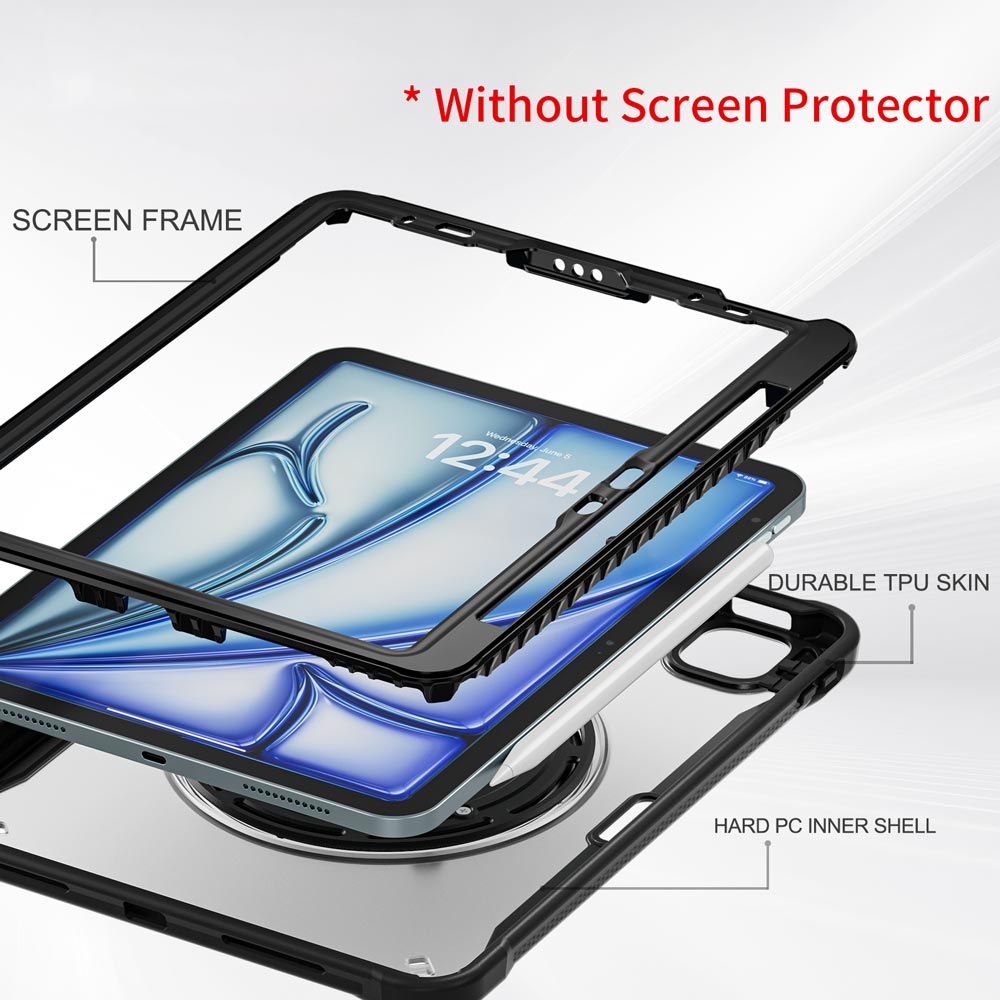 HVN-iPad-A5 | iPad Air 11 ( M2 ) | 2 Layers Protective Rugged Case with VESA 75x75mm Mounting Holes & Kick-stand