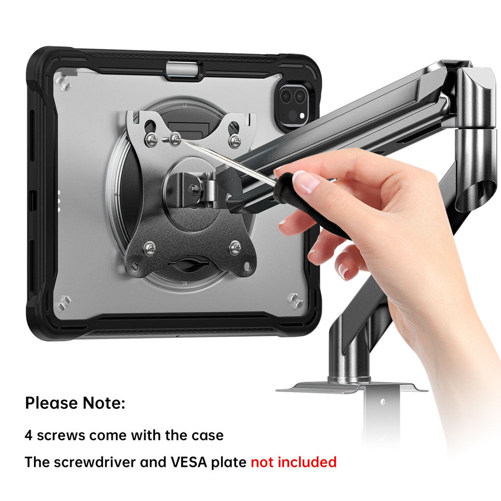 HVN-iPad-PR11 | iPad Pro 11 ( M4 ) | 2 Layers Protective Rugged Case with VESA 75x75mm Mounting Holes & Kick-stand