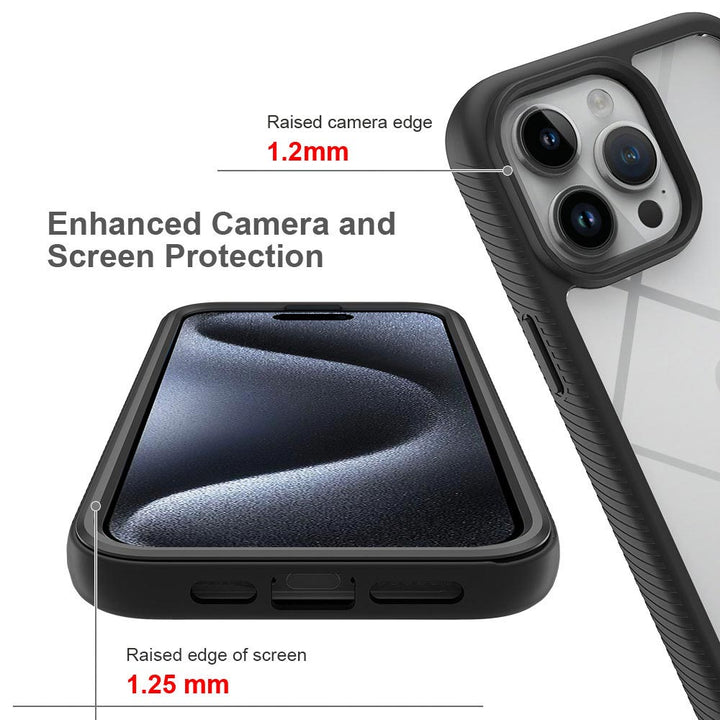 ARMOR-X APPLE iPhone 15 Pro shockproof cases. Raised screen edge for camera and screen protection.