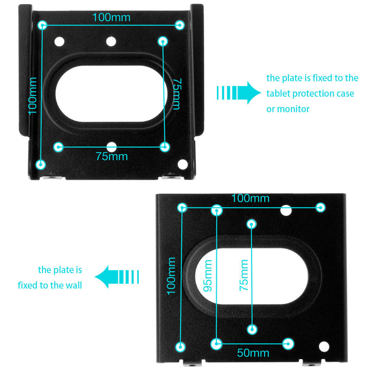Universal VESA wall mount 75x75 & 100x100. Slim steel design, 44 lbs capacity, easy install — ideal for tablets, monitors & smart displays.