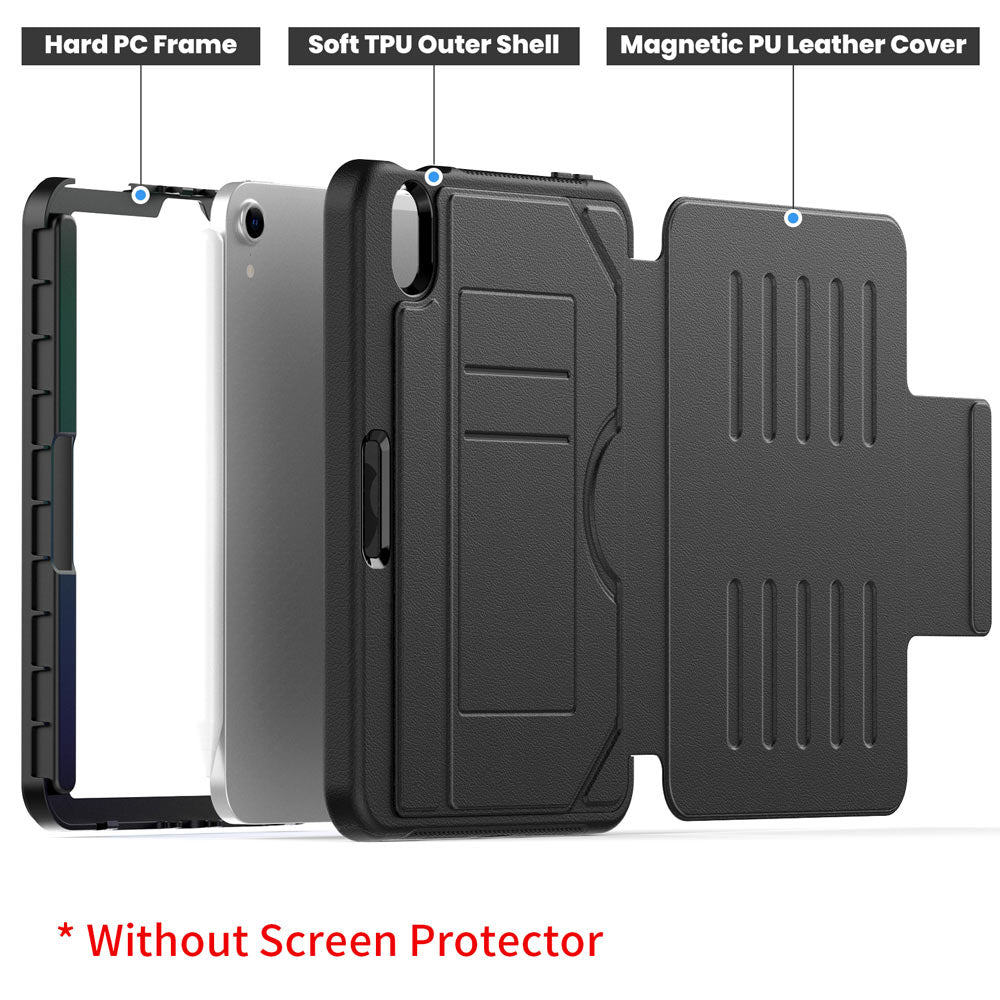 JCV-iPad-M6 | iPad mini (A17 Pro) | Shockproof Full Protective Case with Magnetic Stand & Card Slots