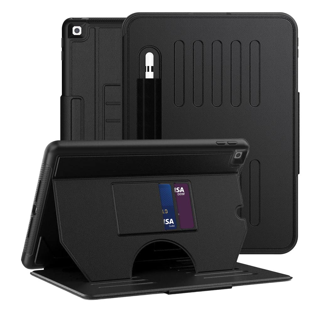ARMOR-X iPad 10.2 (7th & 8th & 9th Gen.) 2019 / 2020 / 2021 shockproof full protective case with magnetic stand & card slots.