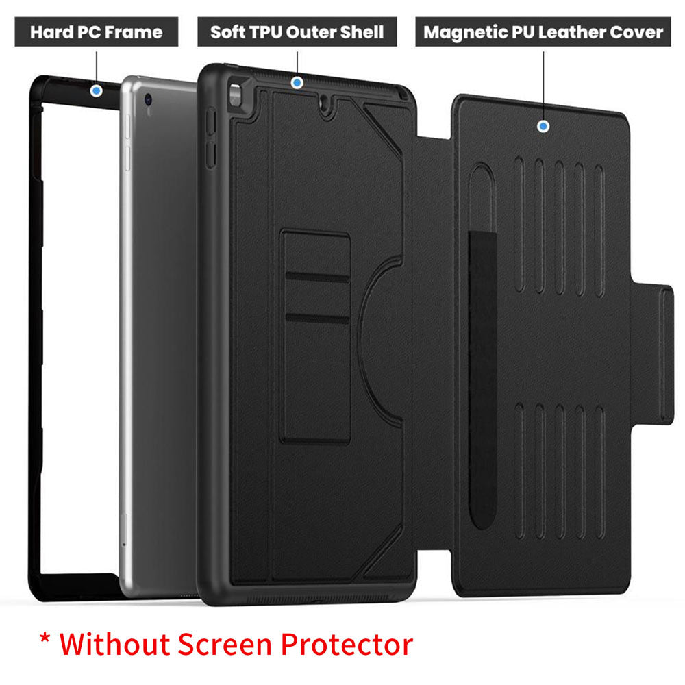 ARMOR-X iPad 10.2 (7th & 8th & 9th Gen.) 2019 / 2020 / 2021 shockproof full protective case with magnetic stand & card slots.