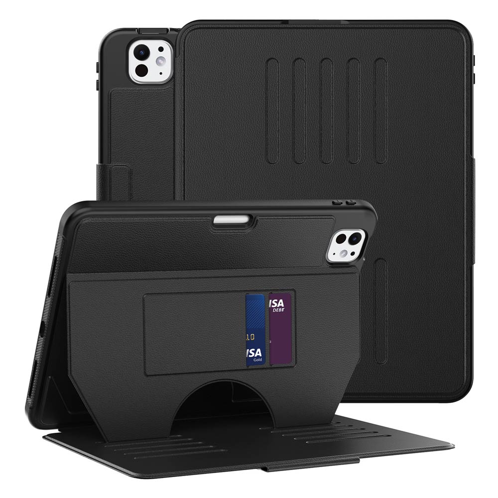 ARMOR-X iPad Pro 13 ( M4 ) shockproof full protective case with magnetic stand & card slots.