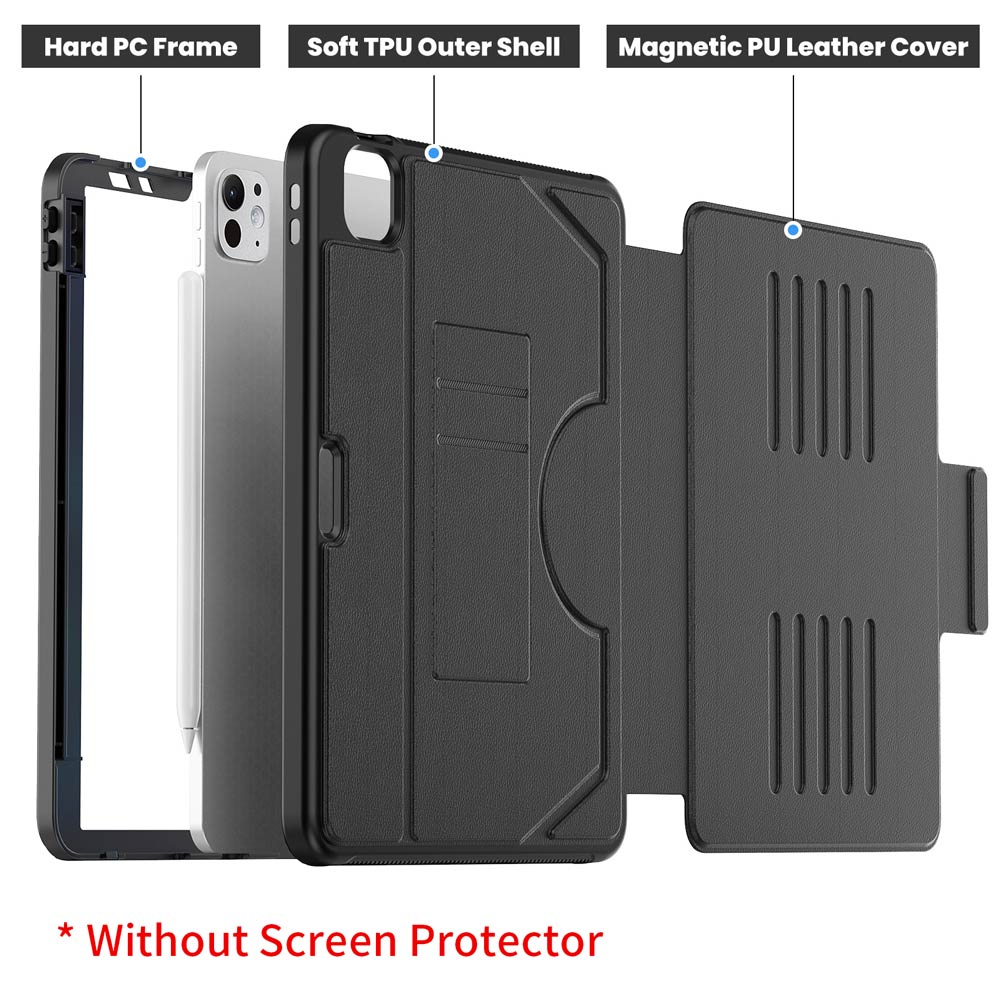 JCV-iPad-PR10 | iPad Pro 13 ( M4 ) | Shockproof Full Protective Case with Magnetic Stand & Card Slots