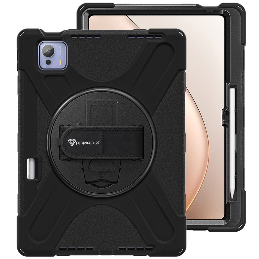 ARMOR-X Xiaomi Pad 7 Ultra shockproof case, impact protection cover with hand strap and kick stand. One-handed design for your workplace.