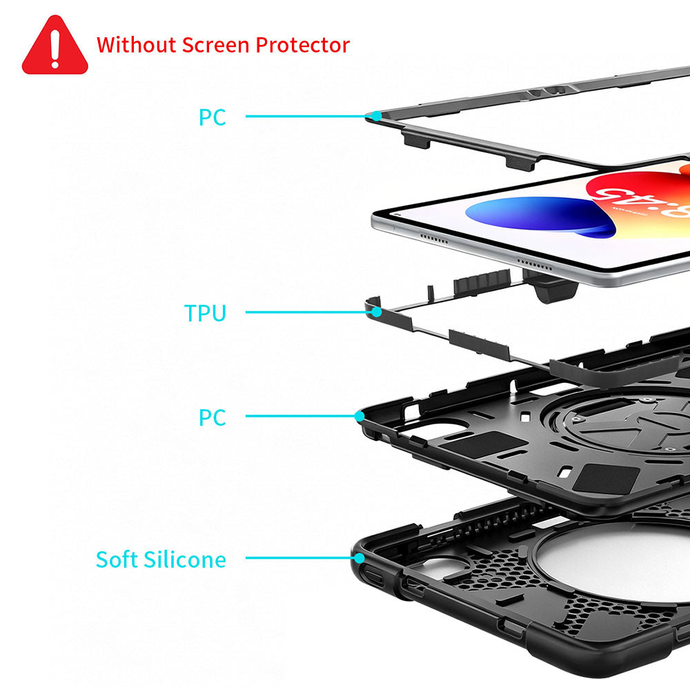 ARMOR-X Xiaomi Redmi Pad 2 Pro ultra 3 layers impact resistant design Rigid engineering material covers protects against drops.