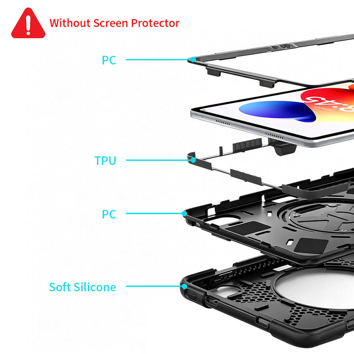 ARMOR-X Xiaomi Redmi Pad 2 Pro ultra 3 layers impact resistant design Rigid engineering material covers protects against drops.