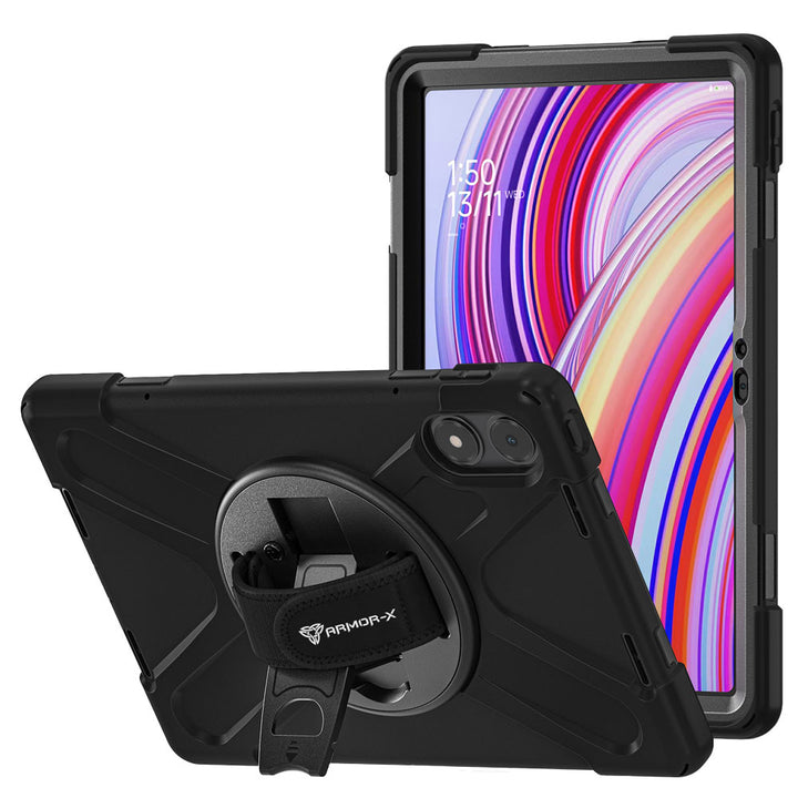 ARMOR-X Xiaomi Redmi Pad Pro / Pro 5G / POCO Pad shockproof case, impact protection cover with hand strap and kick stand. One-handed design for your workplace.
