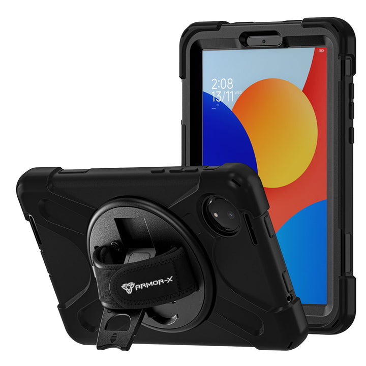 ARMOR-X Xiaomi Redmi Pad SE 8.7 / Redmi Pad SE 8.7 4G shockproof case, impact protection cover with hand strap and kick stand. One-handed design for your workplace.