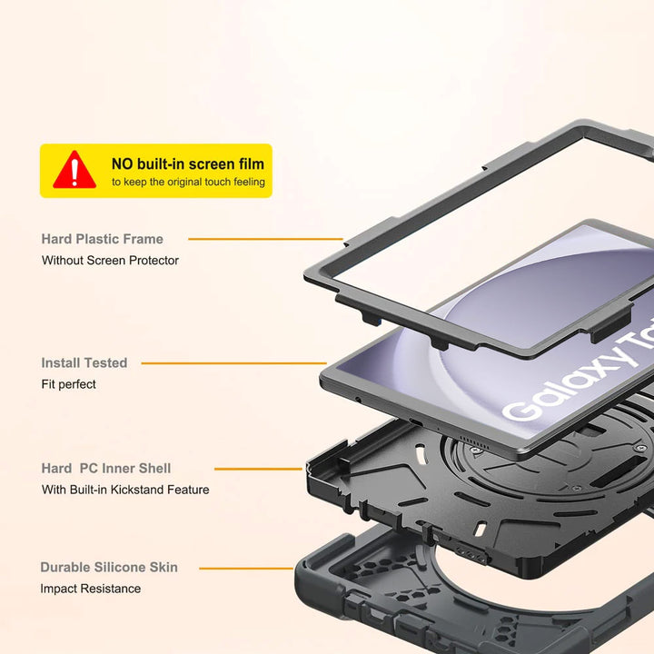ARMOR-X Samsung Galaxy Tab A9 SM-X110 / SM-X115 ultra 3 layers protective case. heavy duty rugged case. Full protection cover.