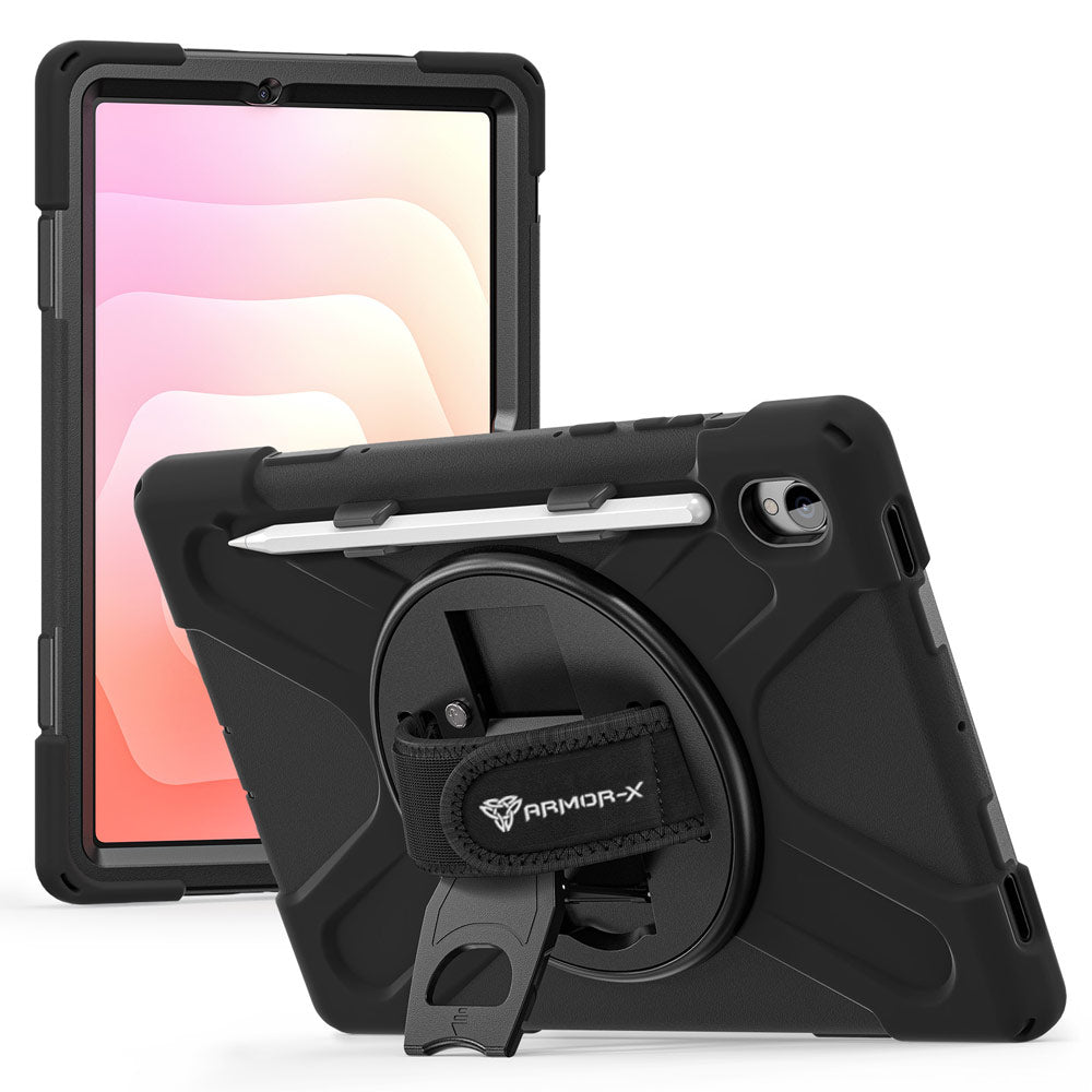 ARMOR-X Samsung Galaxy Tab S11 SM-X730 / X736 / X738 ultra 3 layers shockproof rugged case with kick-stand design. Comfortable reading angle design.