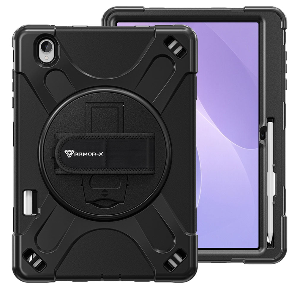 ARMOR-X Samsung Galaxy Tab S12+ S12 Plus SM-X840 / X846 / X848 ultra 3 layers shockproof rugged case with kick-stand design. Comfortable reading angle design.