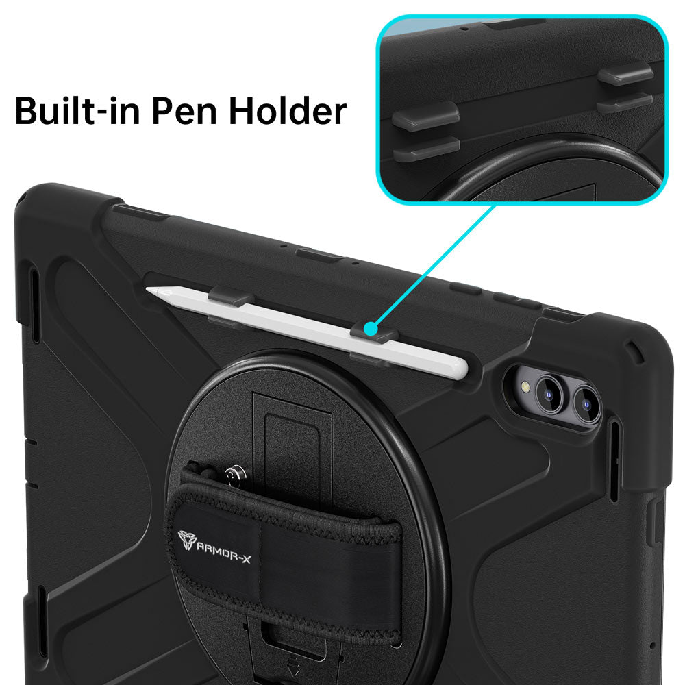 ARMOR-X Samsung Galaxy Tab S11 Ultra SM-X930 / X936 ultra 3 layers shockproof rugged case. Built-in pen holder.