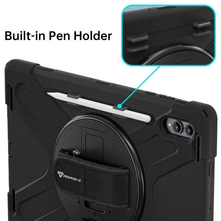 ARMOR-X Samsung Galaxy Tab S11 Ultra SM-X930 / X936 ultra 3 layers shockproof rugged case. Built-in pen holder.