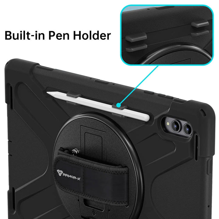 ARMOR-X Samsung Galaxy Tab S12 Ultra SM-X940 / X946 ultra 3 layers shockproof rugged case. Built-in pen holder.