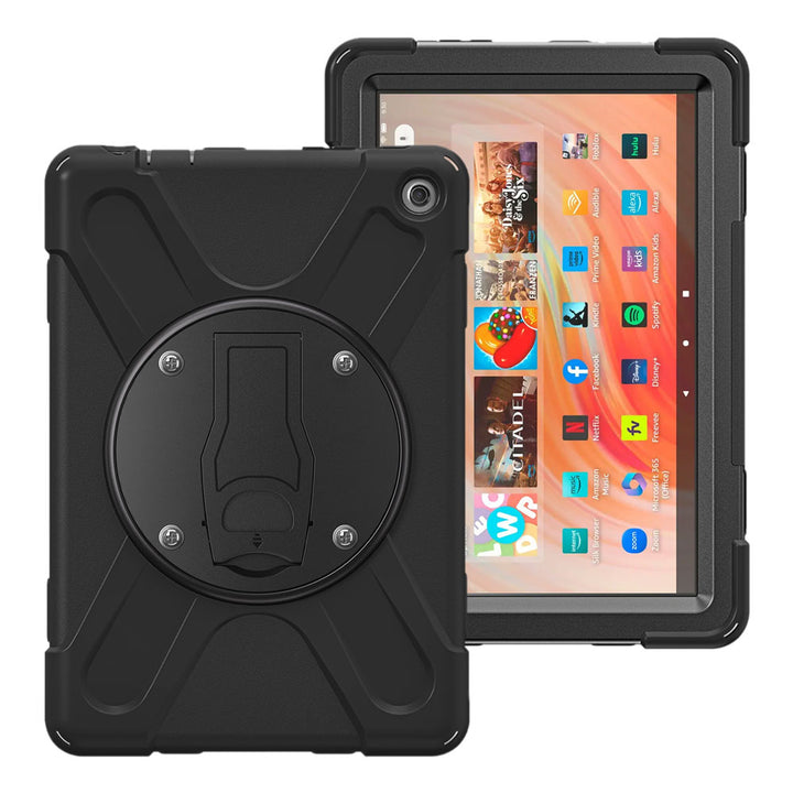 ARMOR-X Amazon Fire HD 10 2023 shockproof case, impact protection cover with VESA 75x75mm Mounting Holes & Kick-stand. 