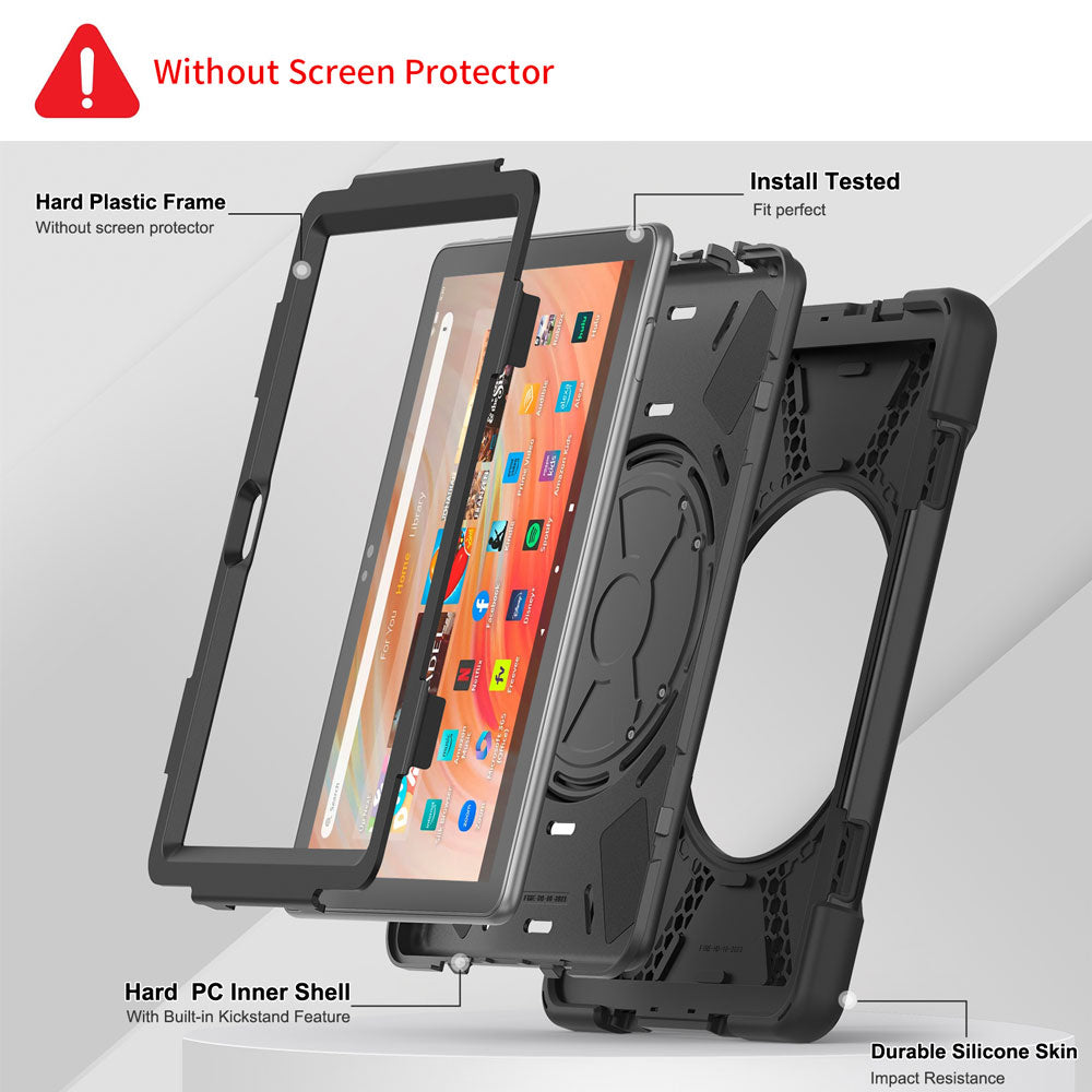 JVN-AZ-HD10G13 | Amazon Fire HD 10 2023 | Ultra 3 Layers Shockproof Rugged Case With VESA 75x75mm Mounting Holes & Kick-stand