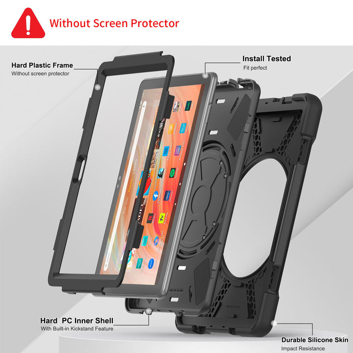 JVN-AZ-HD10G13 | Amazon Fire HD 10 2023 | Ultra 3 Layers Shockproof Rugged Case With VESA 75x75mm Mounting Holes & Kick-stand