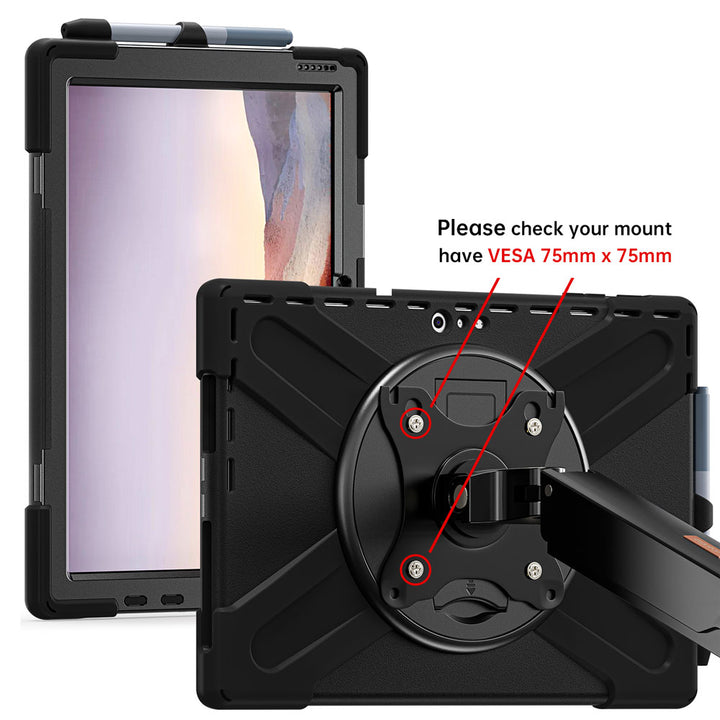 JVN-MS-SFPR7 | Microsoft Surface Pro 7 / 7 Plus / 6 / 5 / 4 | Ultra 3 Layers Shockproof Rugged Case With VESA 75x75mm Mounting Holes & Kick-stand