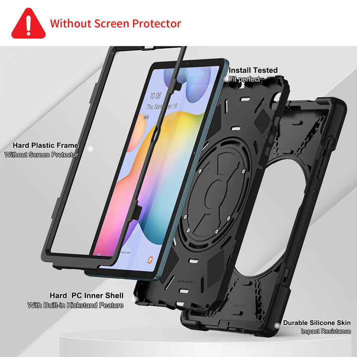 JVN-SS-P610 | Samsung Galaxy Tab S6 Lite SM-P620 P625 (2024) / SM-P613 P619 (2022) / SM-P610 P615 (2020) | Ultra 3 Layers Shockproof Rugged Case With VESA 75x75mm Mounting Holes & Kick-stand