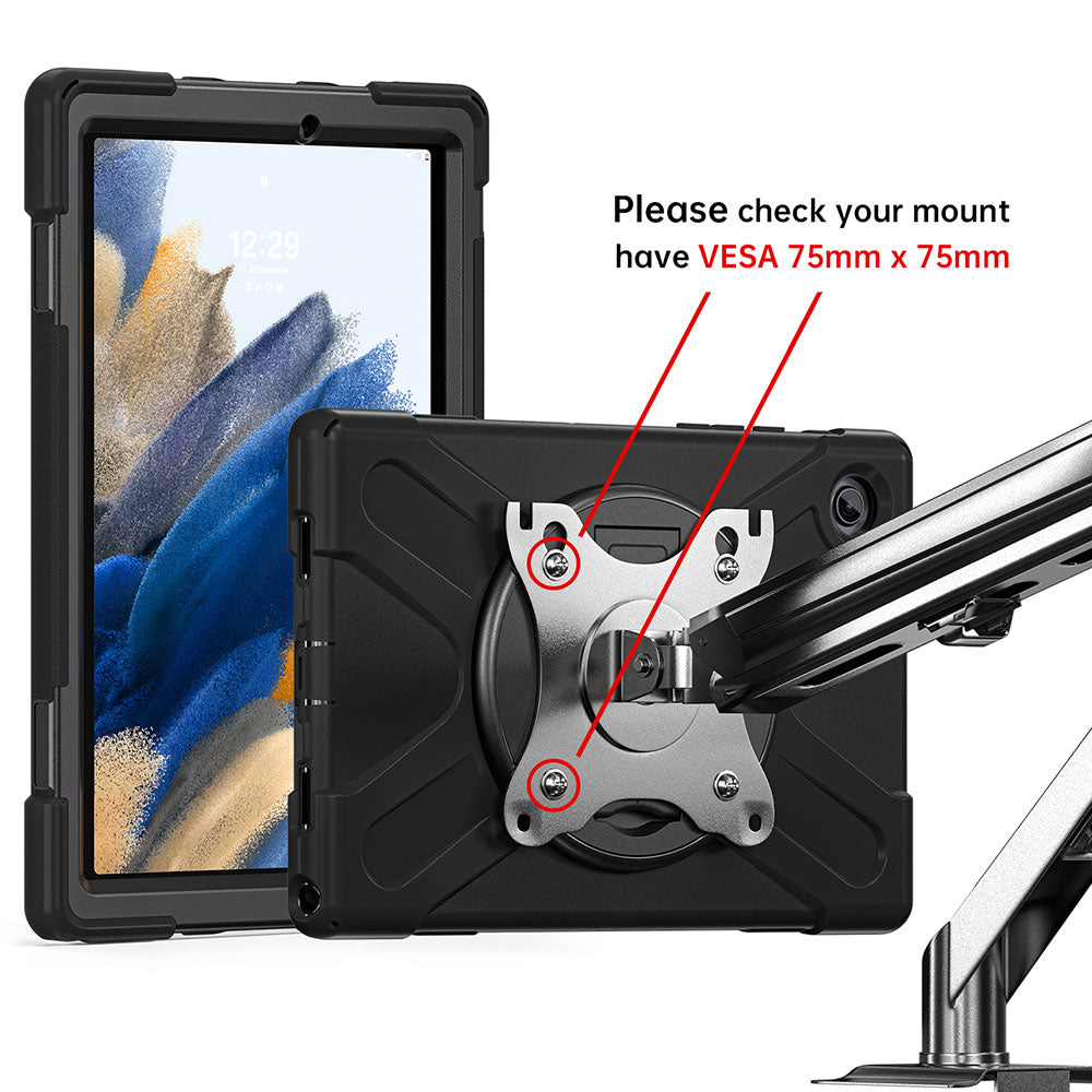 JVN-SS-X205 | Samsung Galaxy Tab A8 SM-X200 / X205 | Ultra 3 Layers Shockproof Rugged Case With VESA 75x75mm Mounting Holes & Kick-stand