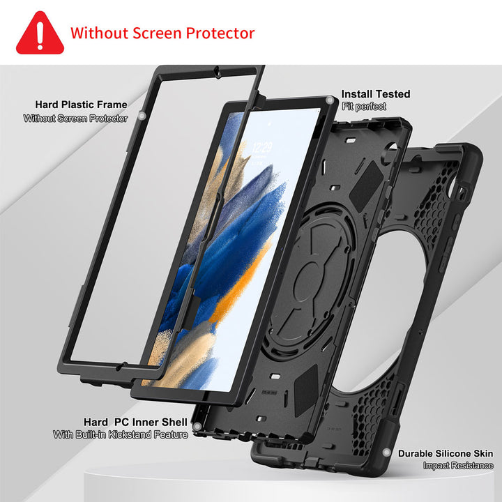 JVN-SS-X205 | Samsung Galaxy Tab A8 SM-X200 / X205 | Ultra 3 Layers Shockproof Rugged Case With VESA 75x75mm Mounting Holes & Kick-stand