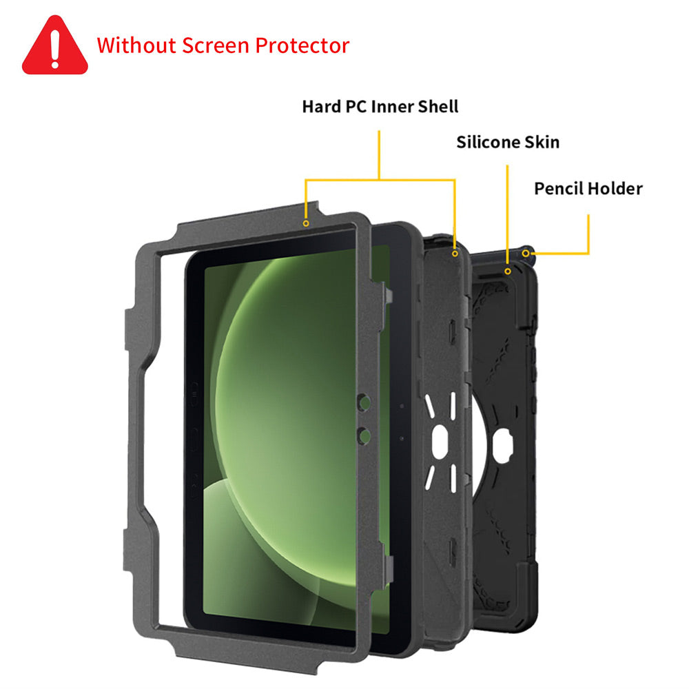 JVN-SS-X350 | Samsung Galaxy Tab Active5 Pro (10.1-inch) SM-X350 SM-X356 SM-X358 / Active4 Pro / Active Pro | Ultra 3 Layers Shockproof Rugged Case With VESA 75x75mm Mounting Holes & Kick-stand