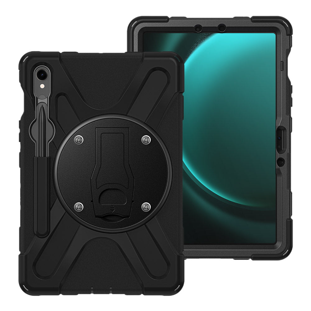 ARMOR-X Samsung Galaxy Tab S9 FE SM-X510 X516 X518 shockproof case, impact protection cover with VESA 75x75mm Mounting Holes & Kick-stand. 