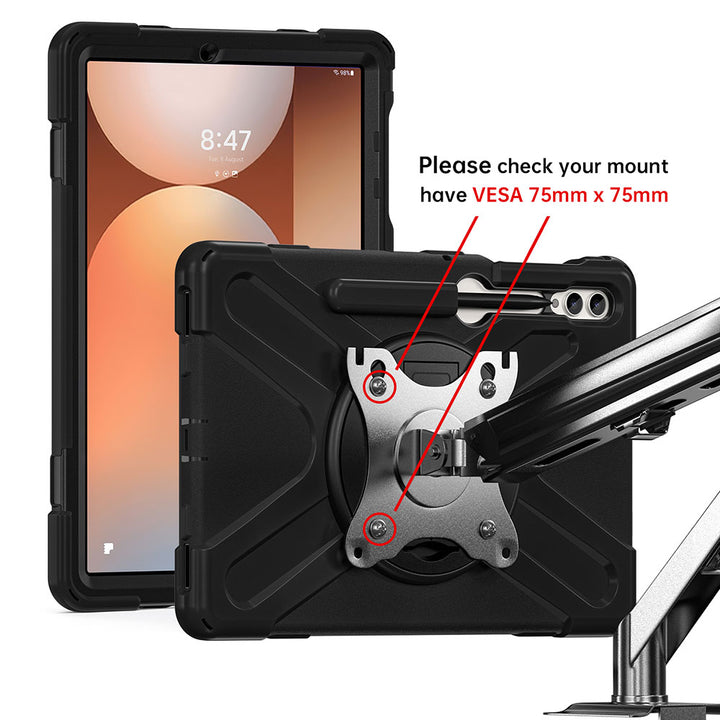 JVN-SS-X810 | Samsung Galaxy Tab S10+ S10 Plus SM-X820 / X826B | Ultra 3 Layers Shockproof Rugged Case With VESA 75x75mm Mounting Holes & Kick-stand