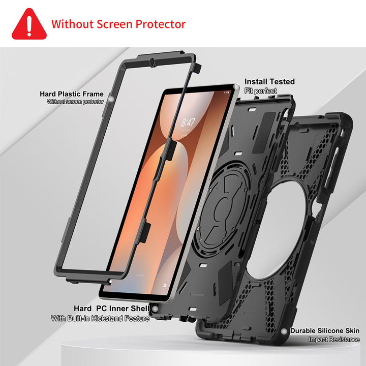 JVN-SS-X810 | Samsung Galaxy Tab S10+ S10 Plus SM-X820 / X826B | Ultra 3 Layers Shockproof Rugged Case With VESA 75x75mm Mounting Holes & Kick-stand