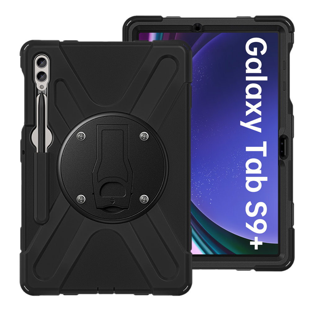 ARMOR-X Samsung Galaxy Tab S9+ S9 Plus SM-X810 / X816 / X818 shockproof case, impact protection cover with VESA 75x75mm Mounting Holes & Kick-stand. 