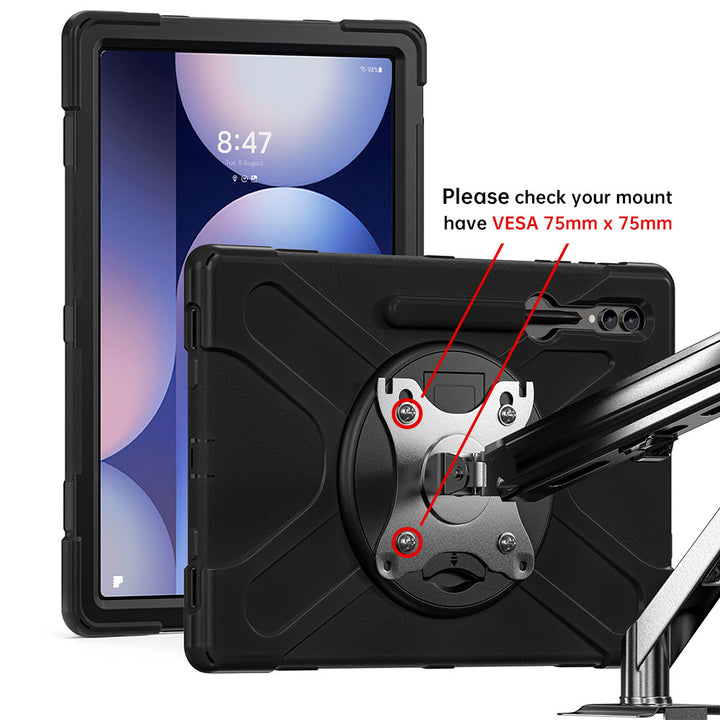 JVN-SS-X910 | Samsung Galaxy Tab S9 Ultra SM-X910 / X916 / X918 | Ultra 3 Layers Shockproof Rugged Case With VESA 75x75mm Mounting Holes & Kick-stand