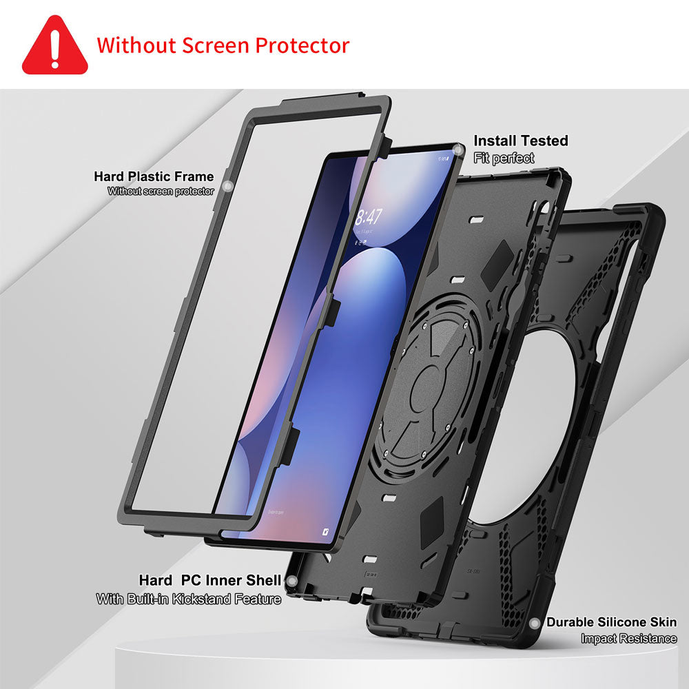 JVN-SS-X910 | Samsung Galaxy Tab S9 Ultra SM-X910 / X916 / X918 | Ultra 3 Layers Shockproof Rugged Case With VESA 75x75mm Mounting Holes & Kick-stand