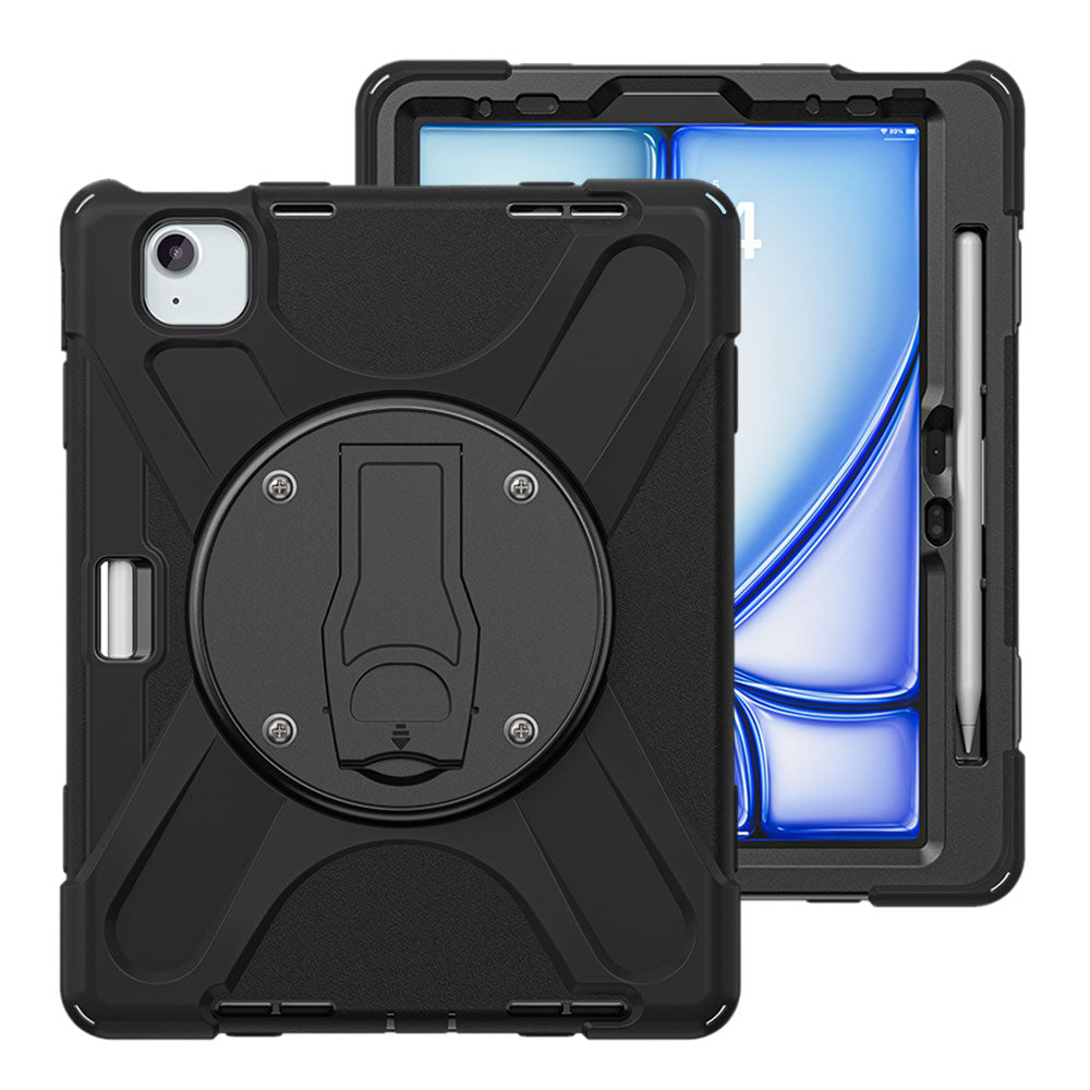 ARMOR-X iPad Air 11 ( M2 ) shockproof case, impact protection cover with VESA 75x75mm Mounting Holes & Kick-stand. 