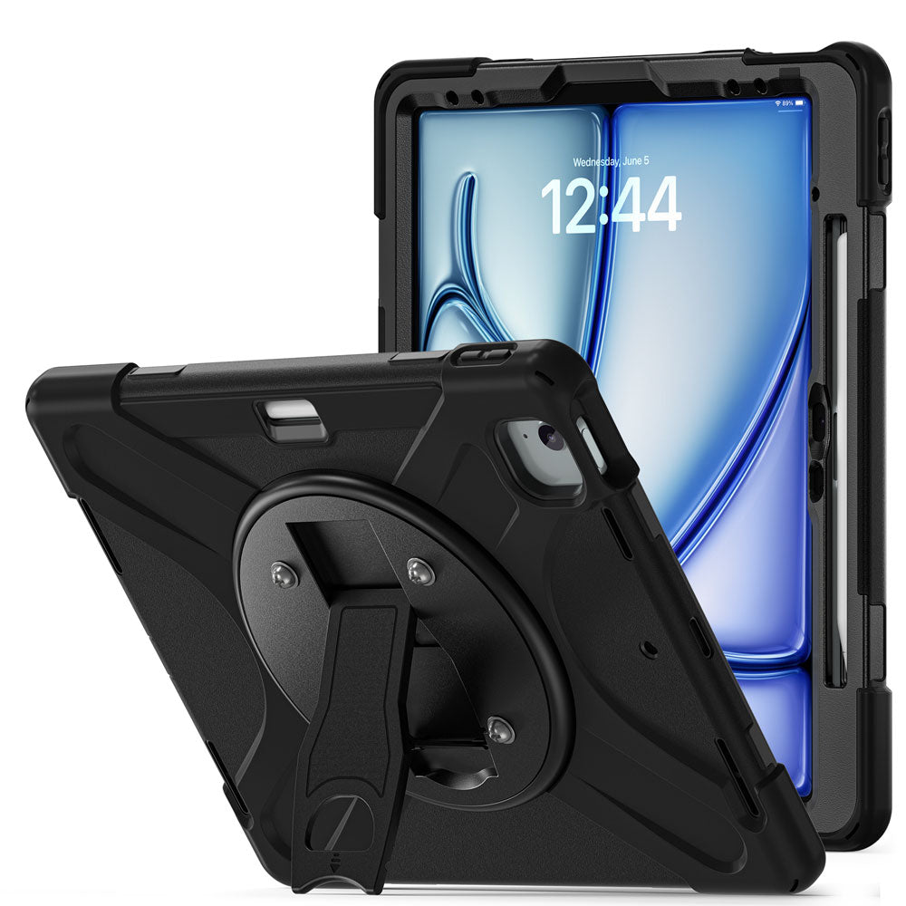 JVN-iPad-A5 | iPad Air 11  ( M2 ) | Ultra 3 Layers Shockproof Rugged Case With VESA 75x75mm Mounting Holes & Kick-stand