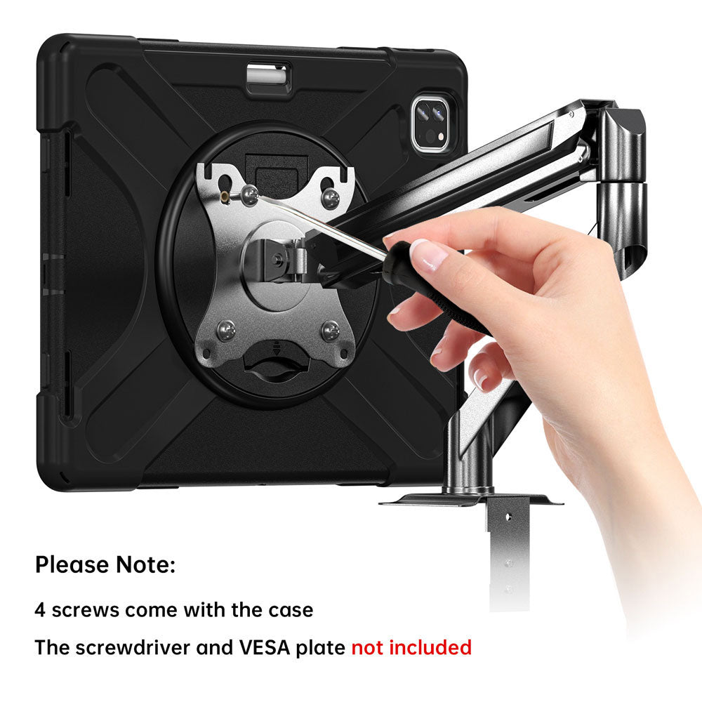 JVN-iPad-A5 | iPad Pro 11 ( 1st / 2nd / 3rd / 4th Gen. ) 2018 / 2020 / 2021 / 2022 | Ultra 3 Layers Shockproof Rugged Case With VESA 75x75mm Mounting Holes & Kick-stand