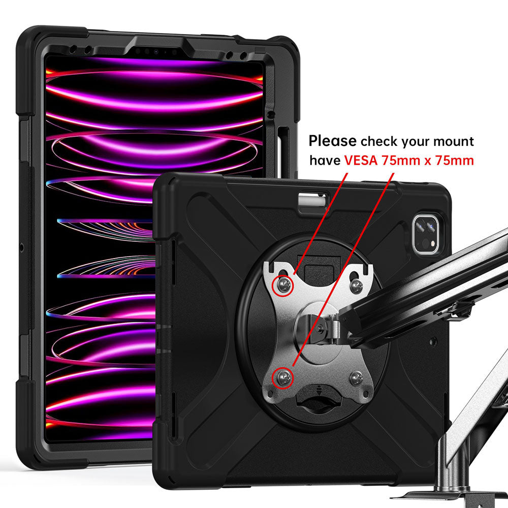 JVN-iPad-A5 | iPad Pro 11 ( 1st / 2nd / 3rd / 4th Gen. ) 2018 / 2020 / 2021 / 2022 | Ultra 3 Layers Shockproof Rugged Case With VESA 75x75mm Mounting Holes & Kick-stand