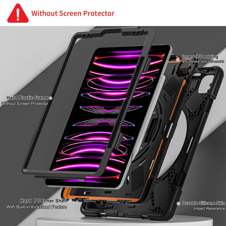 JVN-iPad-A5 | iPad Pro 11 ( 1st / 2nd / 3rd / 4th Gen. ) 2018 / 2020 / 2021 / 2022 | Ultra 3 Layers Shockproof Rugged Case With VESA 75x75mm Mounting Holes & Kick-stand