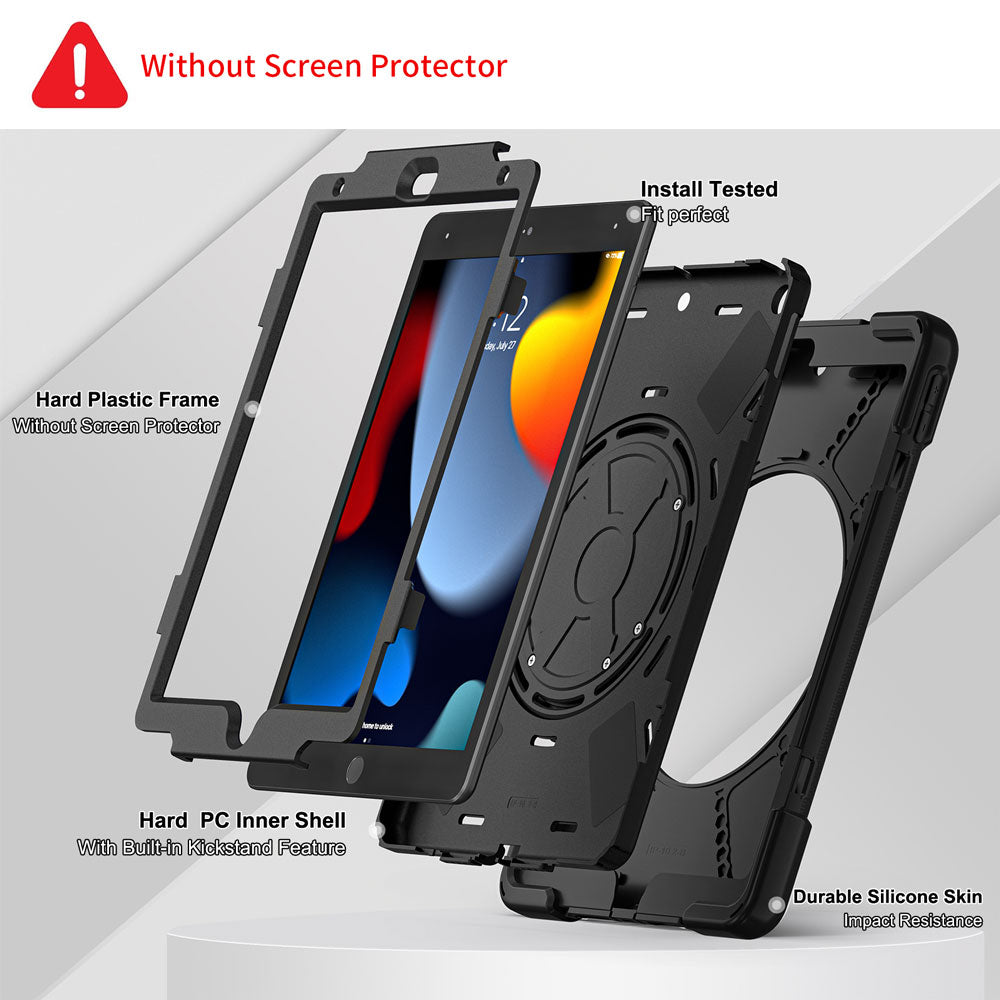 JVN-iPad-N3 | iPad 10.2 (7th & 8th & 9th Gen.) 2019 / 2020 / 2021 | Ultra 3 Layers Shockproof Rugged Case With VESA 75x75mm Mounting Holes & Kick-stand