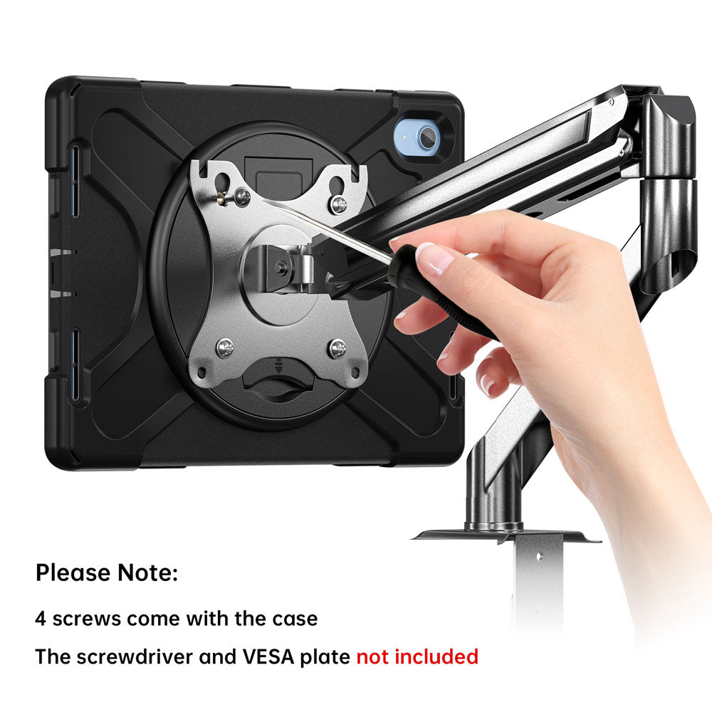 JVN-iPad-N5 | iPad 10.9 (10th Gen.) | Ultra 3 Layers Shockproof Rugged Case With VESA 75x75mm Mounting Holes & Kick-stand