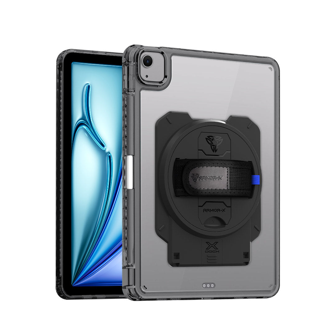 ARMOR-X iPad Air 11 ( M2 ) transparent protective rugged case with X-DOCK modular eco-system.