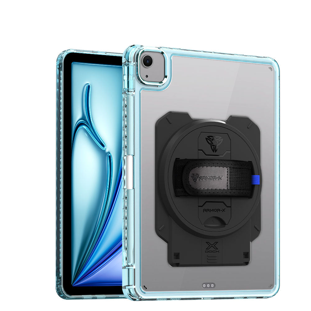 ARMOR-X iPad Air 11 ( M2 ) transparent protective rugged case with X-DOCK modular eco-system.