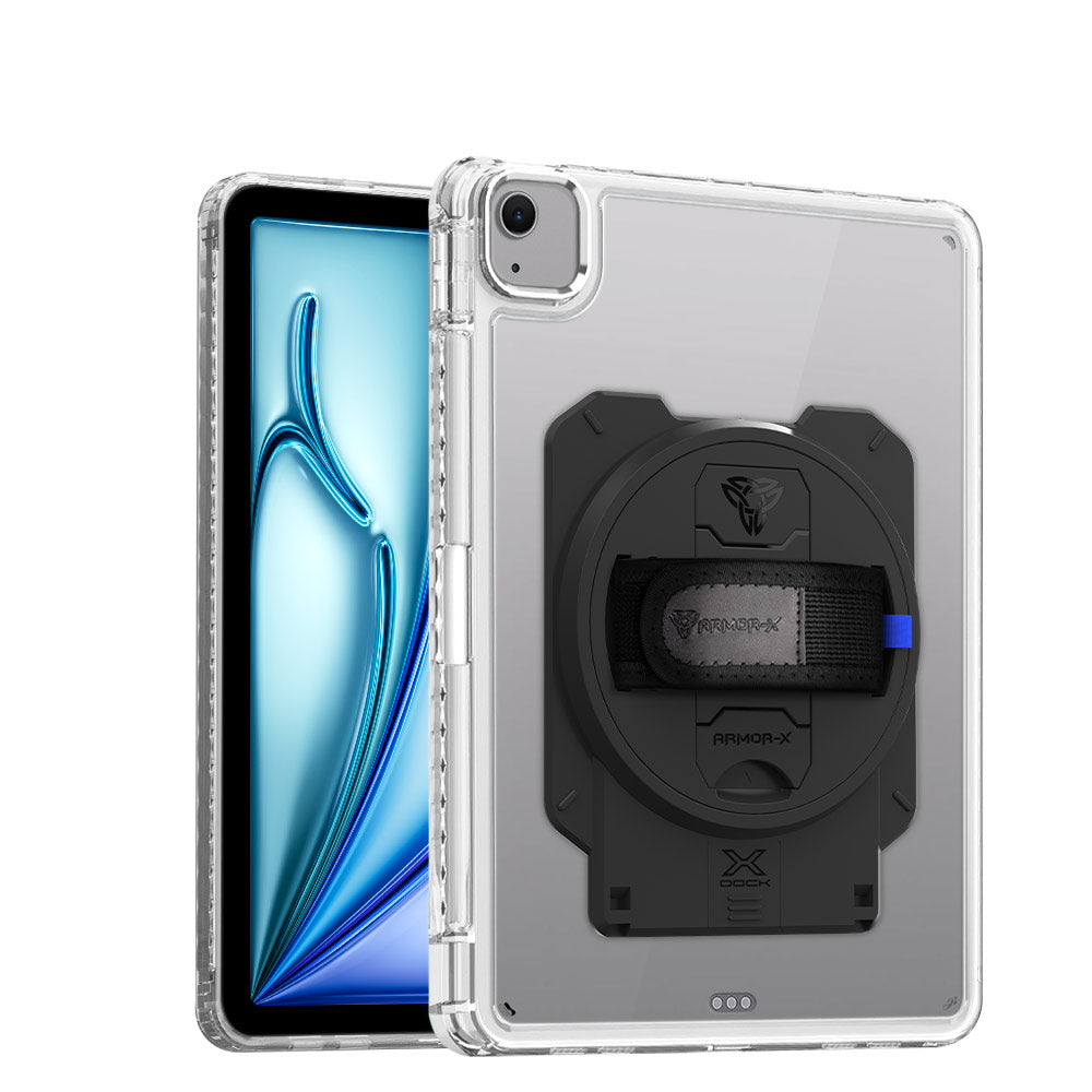 ARMOR-X iPad Air 11 ( M2 ) transparent protective rugged case with X-DOCK modular eco-system.