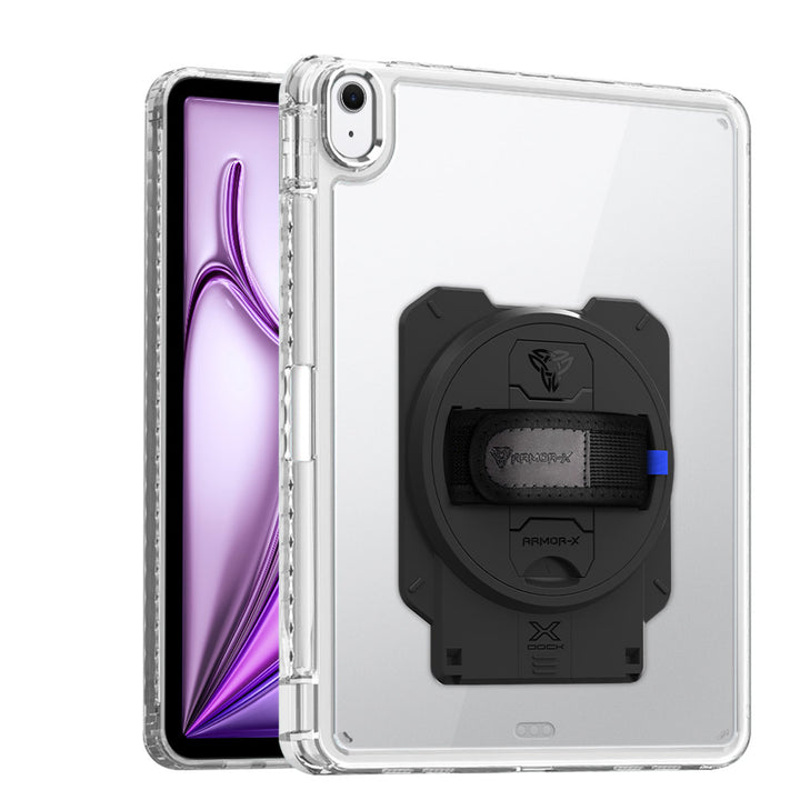 ARMOR-X iPad Air 13 ( M2 ) transparent protective rugged case with X-DOCK modular eco-system.